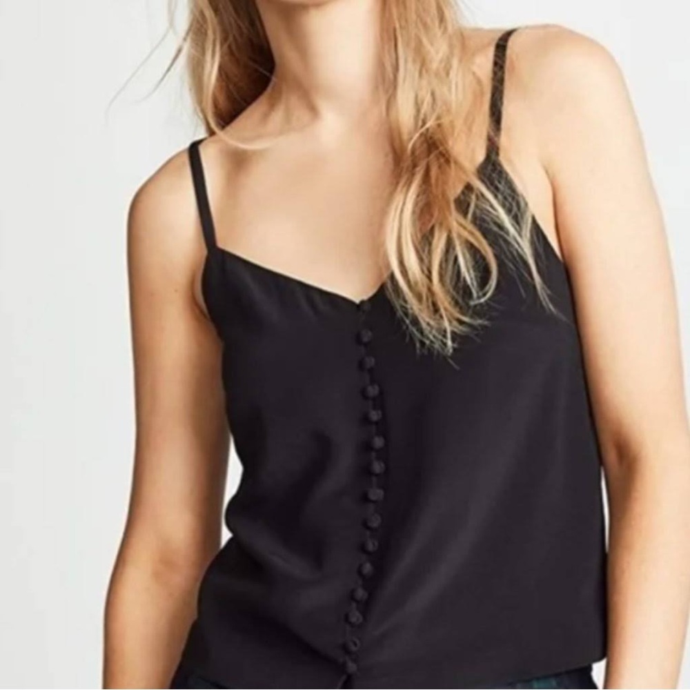Madewell Black Silk Button Down Cami Tank Top